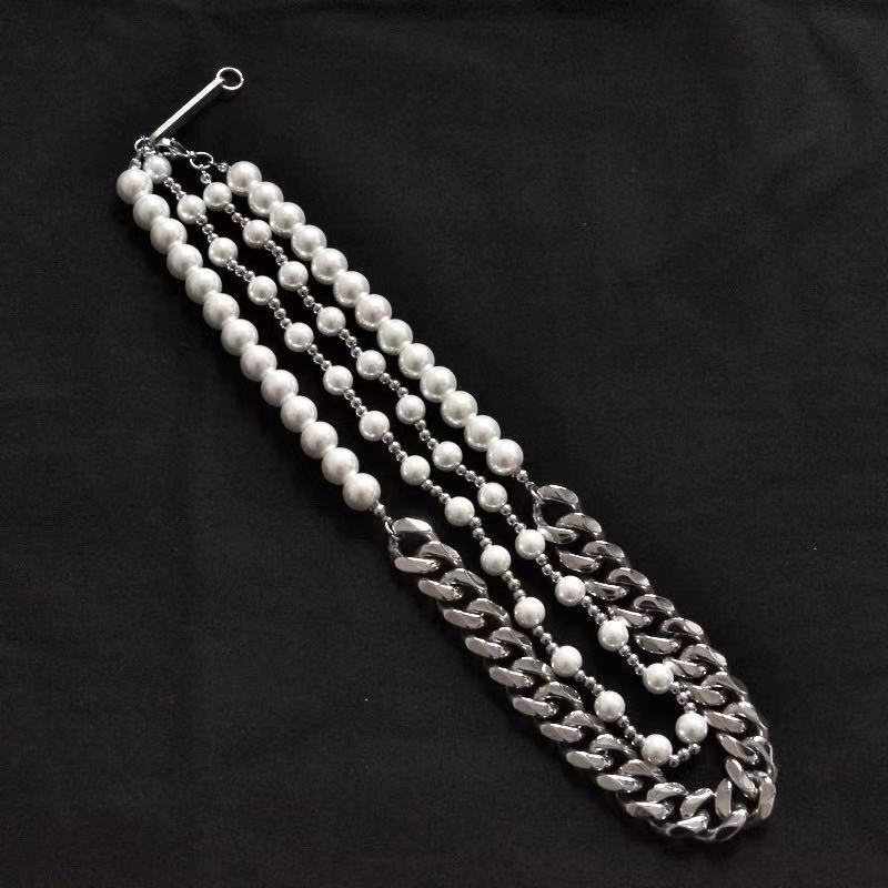 Pearl Stacked Cuban Link Chain