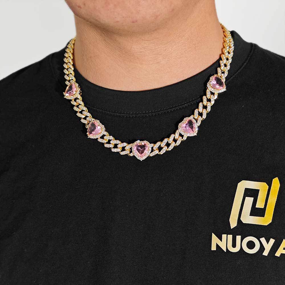 Peach Heart Cuban Chain