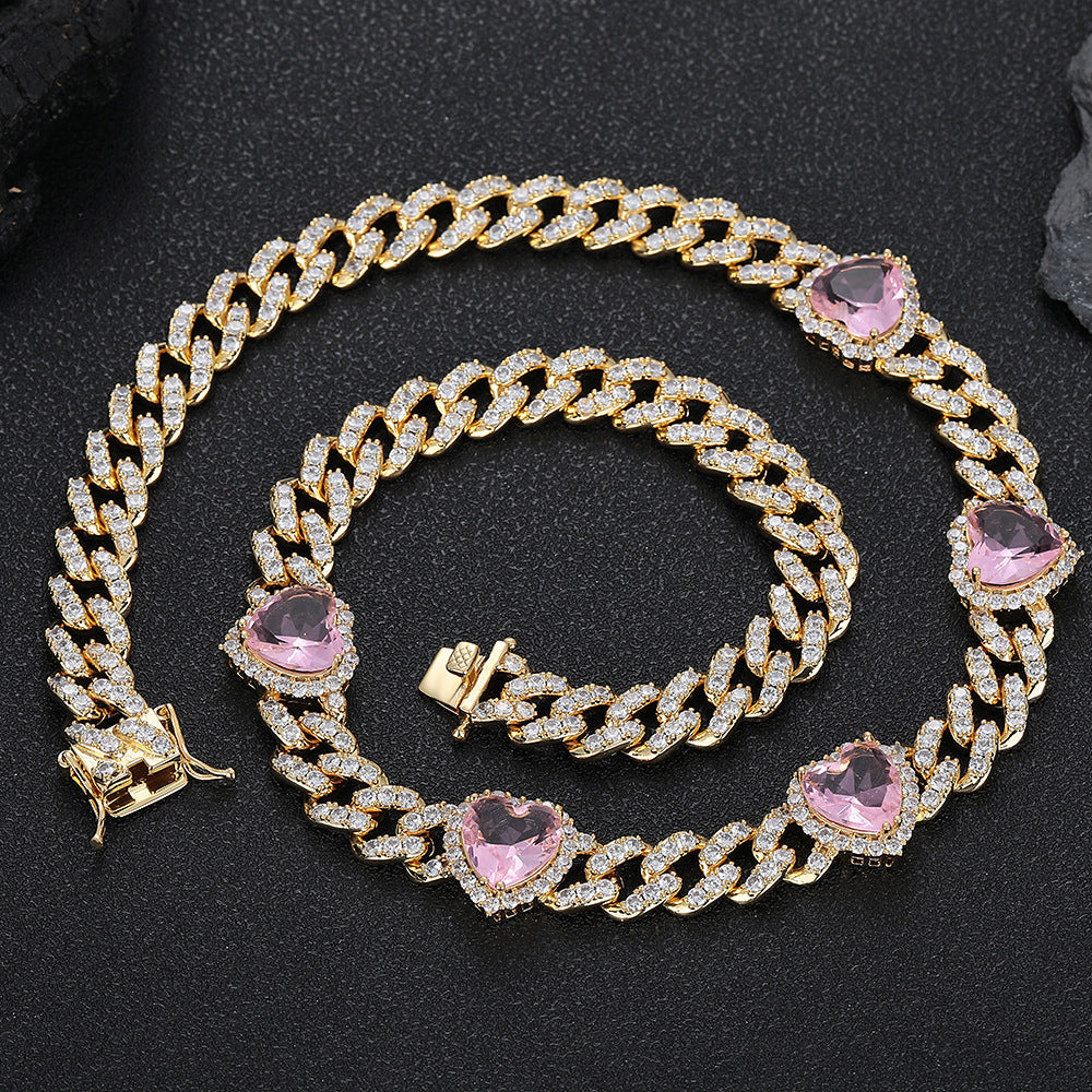 Peach Heart Cuban Chain