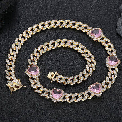 Peach Heart Cuban Chain