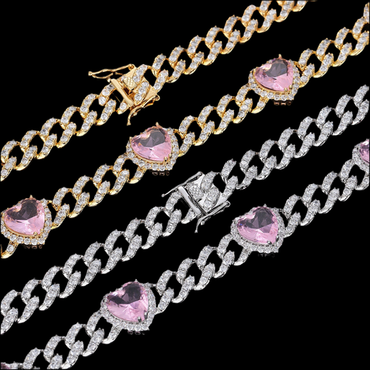 Peach Heart Cuban Chain