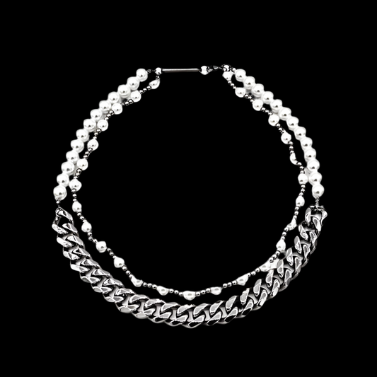 Pearl Stacked Cuban Link Chain