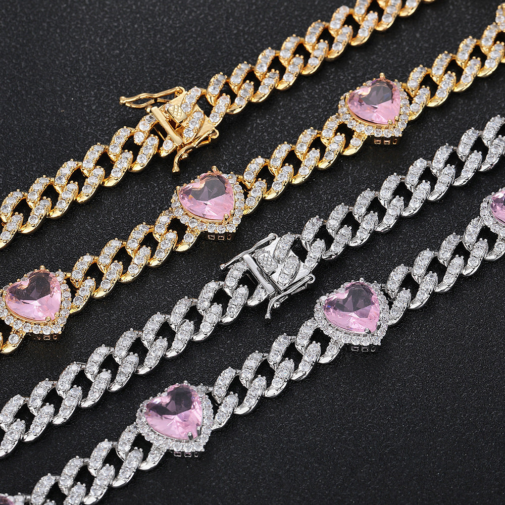 Peach Heart Cuban Chain