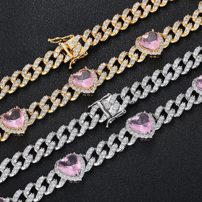 Peach Heart Cuban Chain