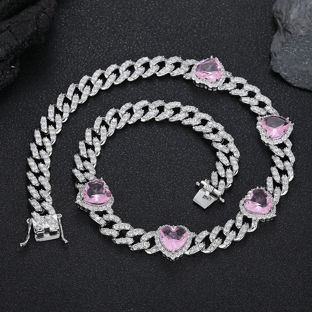 Peach Heart Cuban Chain
