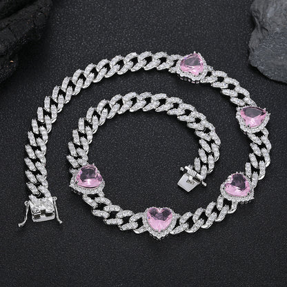Peach Heart Cuban Chain