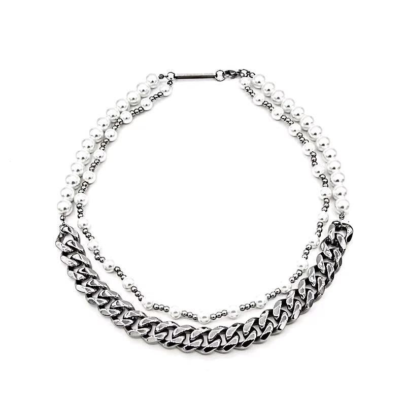 Pearl Stacked Cuban Link Chain
