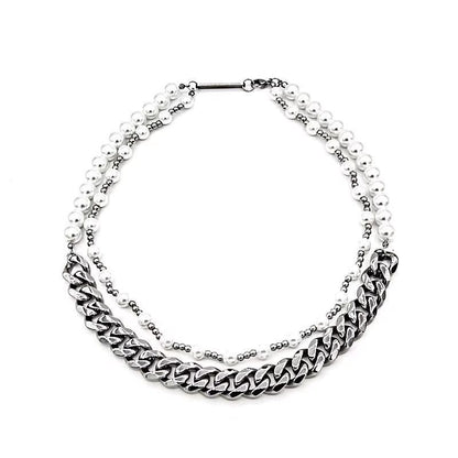 Pearl Stacked Cuban Link Chain